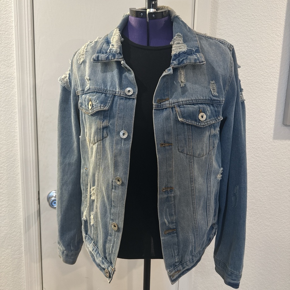 Ciso Light Blue Distressed Jean Jacket